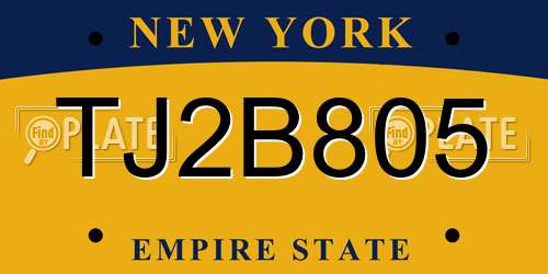 TJ2B805 New York License Plate