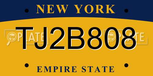 TJ2B808 New York License Plate