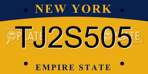 TJ2S505 New York License Plate