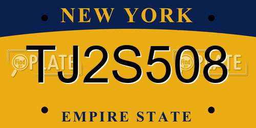 TJ2S508 New York License Plate