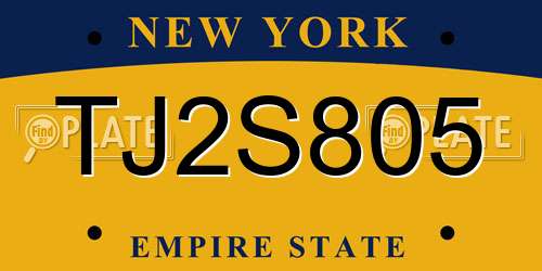 TJ2S805 New York License Plate