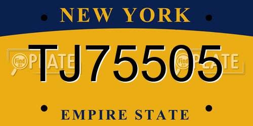 TJ75505 New York License Plate
