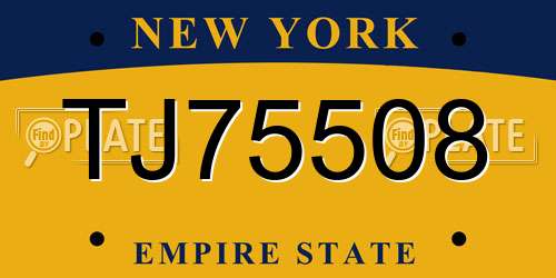 TJ75508 New York License Plate