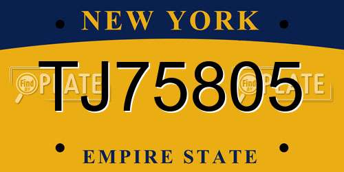 TJ75805 New York License Plate