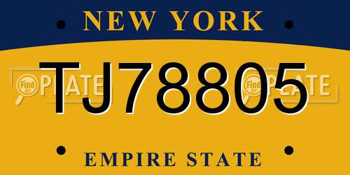 TJ78805 New York License Plate