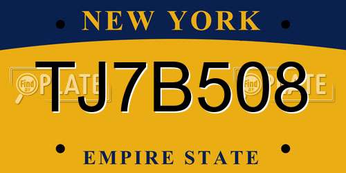 TJ7B508 New York License Plate