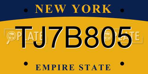 TJ7B805 New York License Plate