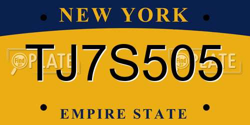 TJ7S505 New York License Plate