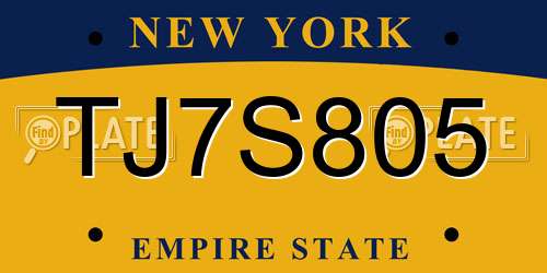 TJ7S805 New York License Plate