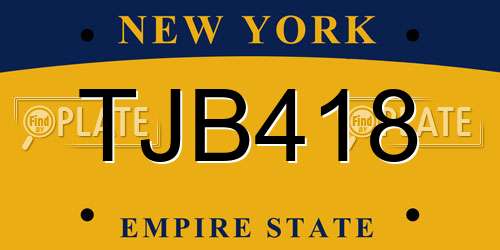 TJB418 New York License Plate