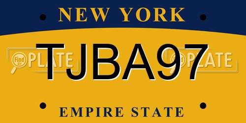 TJBA97 New York License Plate