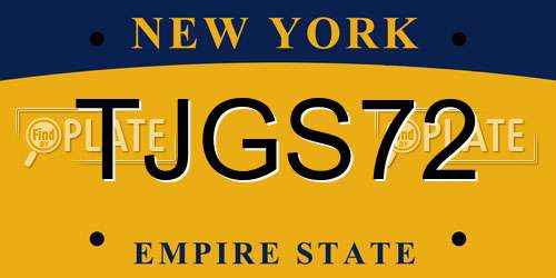 TJGS72 New York License Plate