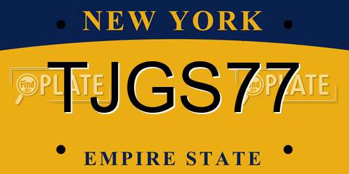 TJGS77 New York License Plate