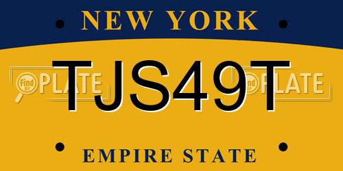 TJS49T New York License Plate