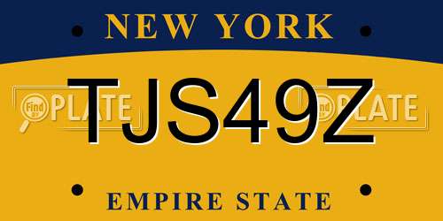 TJS49Z New York License Plate