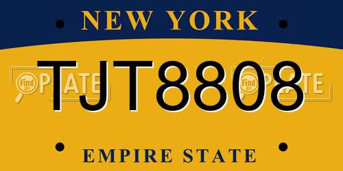 TJT8808 New York License Plate