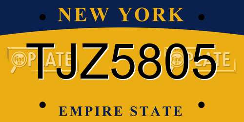 TJZ5805 New York License Plate