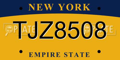 TJZ8508 New York License Plate