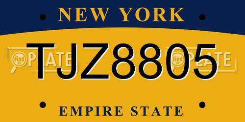 TJZ8805 New York License Plate