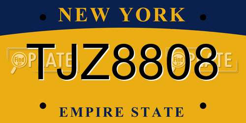 TJZ8808 New York License Plate