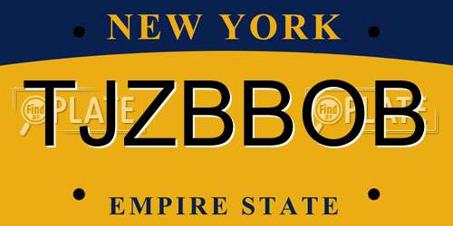 TJZBBOB New York License Plate