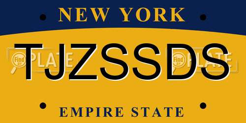 TJZSSDS New York License Plate