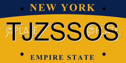 TJZSSOS New York License Plate