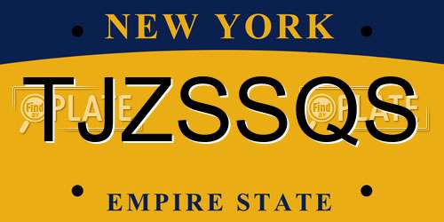 TJZSSQS New York License Plate