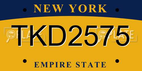 TKD2575 New York License Plate