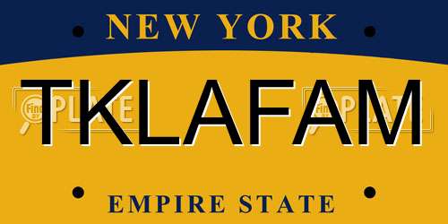 TKLAFAM New York License Plate
