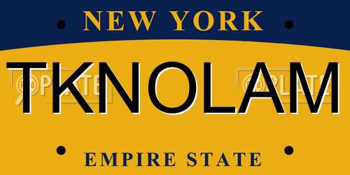 TKNOLAM New York License Plate