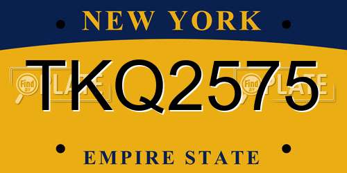 TKQ2575 New York License Plate