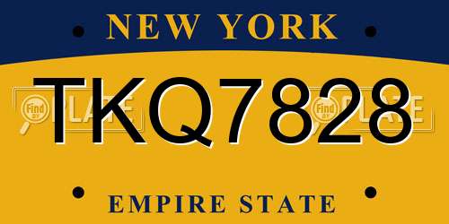 TKQ7828 New York License Plate