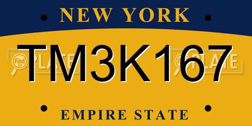 TM3K167 New York License Plate