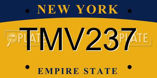 TMV237 New York License Plate