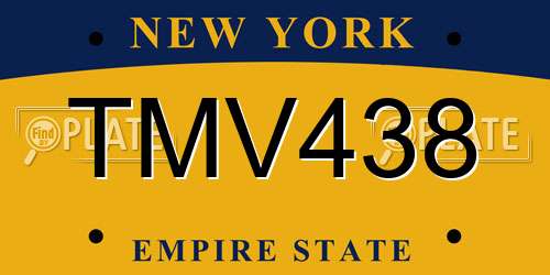 TMV438 New York License Plate