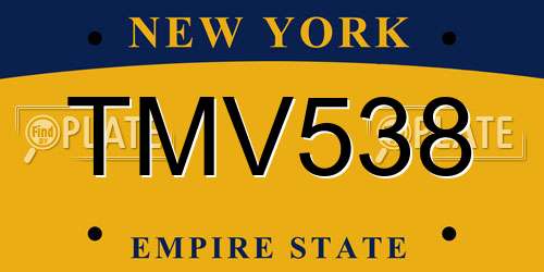 TMV538 New York License Plate