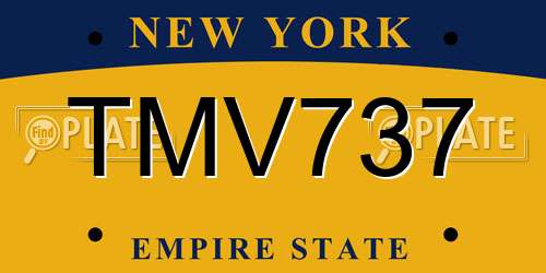 TMV737 New York License Plate