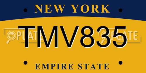TMV835 New York License Plate