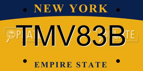 TMV83B New York License Plate