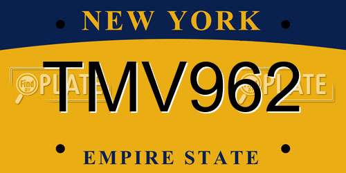 TMV962 New York License Plate