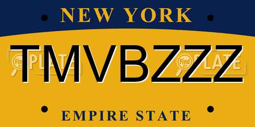 TMVBZZZ New York License Plate