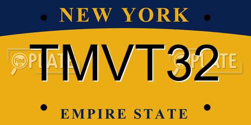 TMVT32 New York License Plate