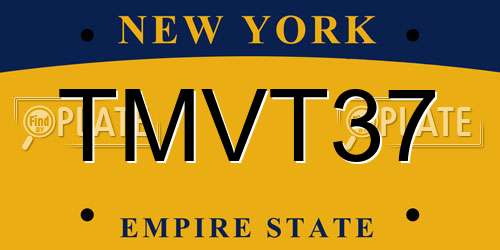 TMVT37 New York License Plate