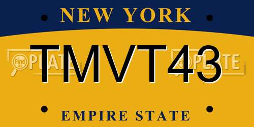 TMVT43 New York License Plate