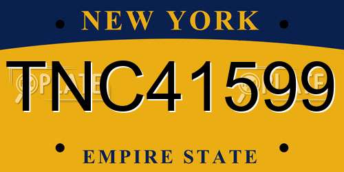 TNC41599 New York License Plate