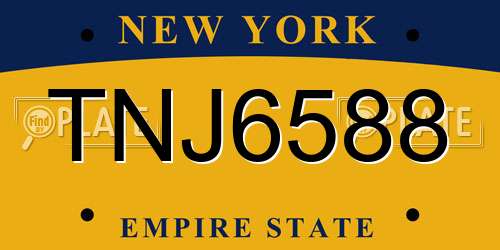TNJ6588 New York License Plate