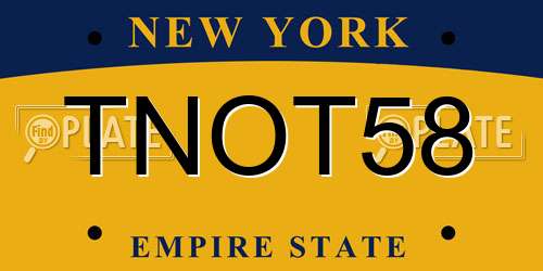 TNOT58 New York License Plate