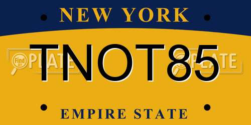 TNOT85 New York License Plate