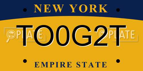 TO0G2T New York License Plate